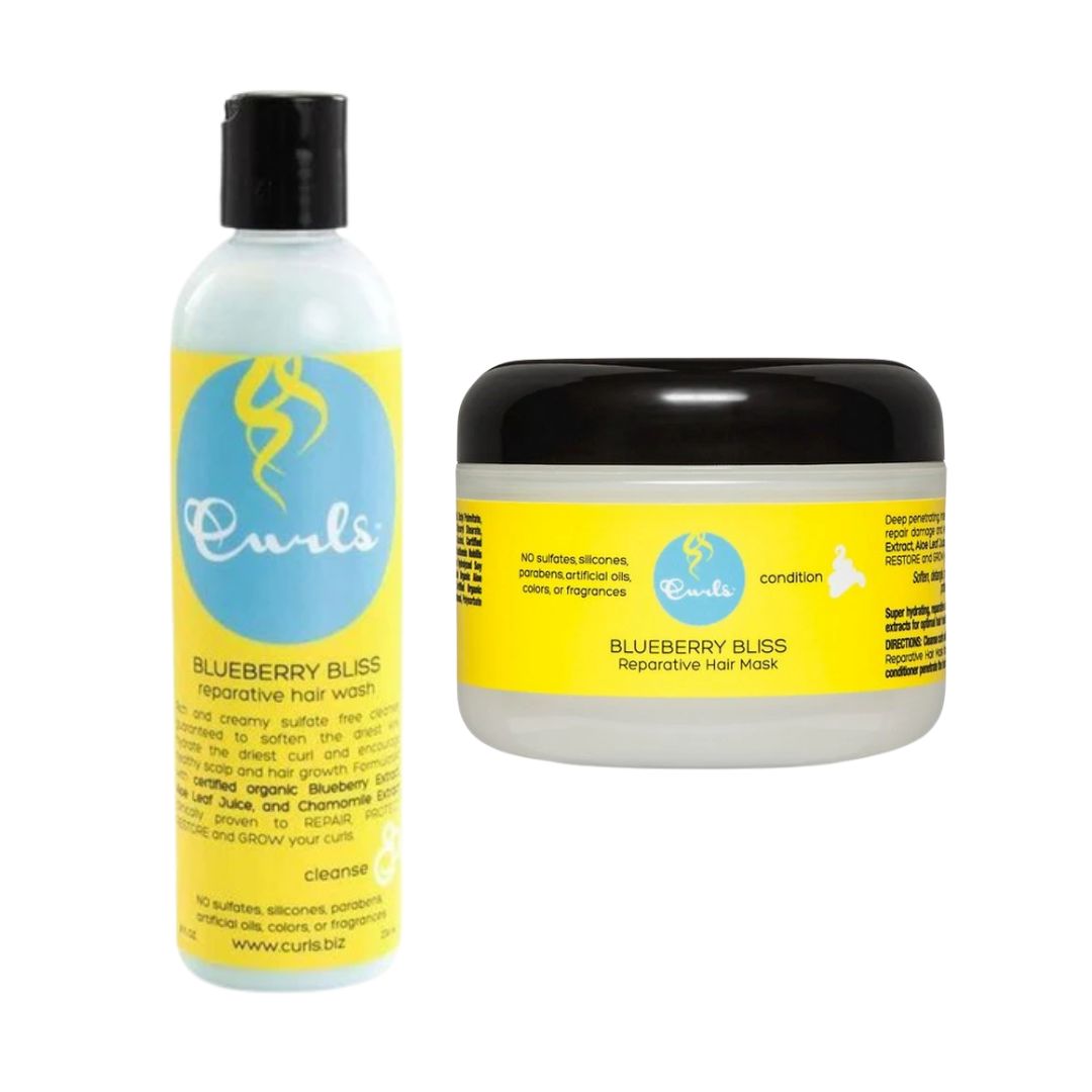 BUNDLE OFFER: Curls Blueberry Bliss Reparative Hair Wash & Curls Blueberry Bliss Reparative Mask