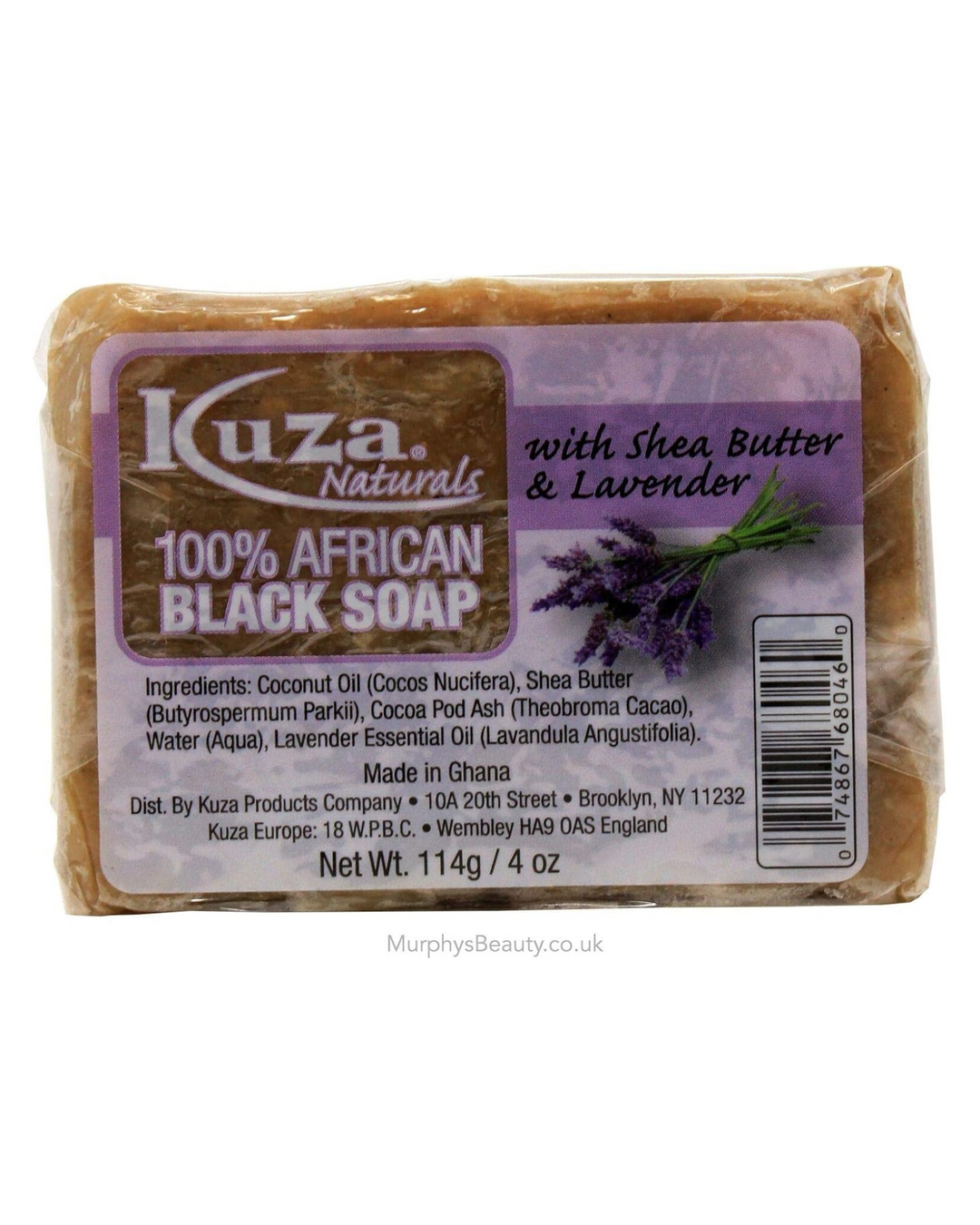 Kuza Naturals 100% African Black Soap with Shea Butter & Lavender 4oz
