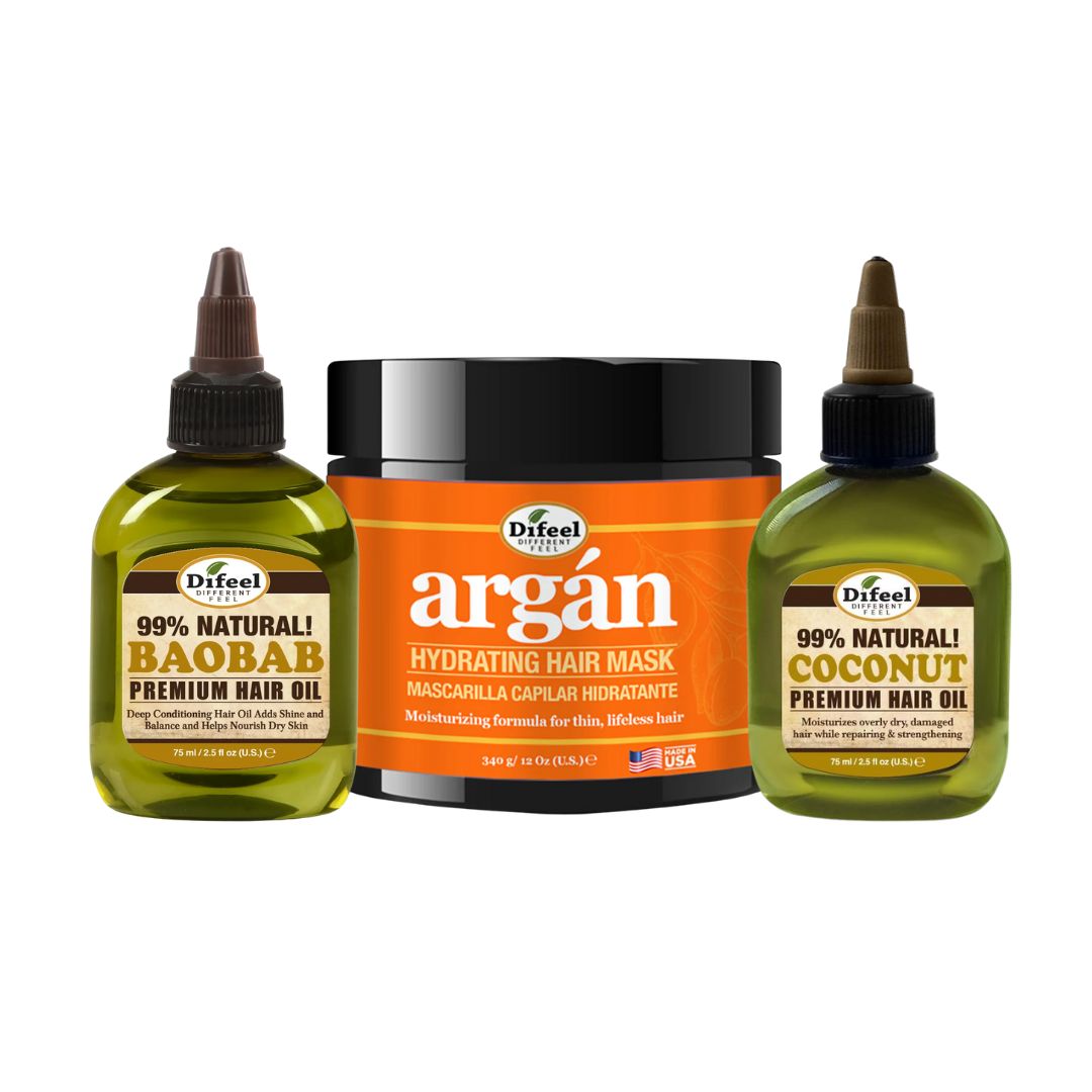 BUNDLE OFFER: Difeel Argan Hydrating Hair mask, Baobab Oil and Vitamin E Oil