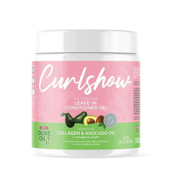 ORS Olive Oil Curlshow Leave-In Conditioner Gel with Collagen & Avocado Oil for Strength & Length 2-N-1 Curl Cambo 473ml