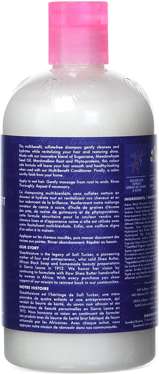 SheaMoisture Silicone Free Shampoo for Dry Hair Sugarcane Extract and Meadowfoam Paraben Free Shampoo 13 oz