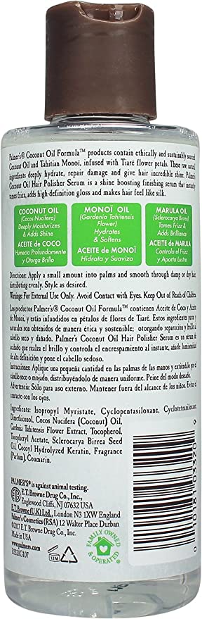 Palmers Coconut Oil with Monoi Shine Serum Hair Polish Bottle, 178 ml