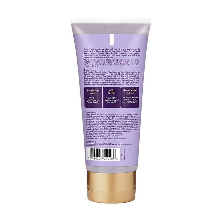 SheaMoisture Velvet Skin Rice Scrub Exfoliating Scrub for Dry Skin Purple Rice Water with Shea Butter 6 oz