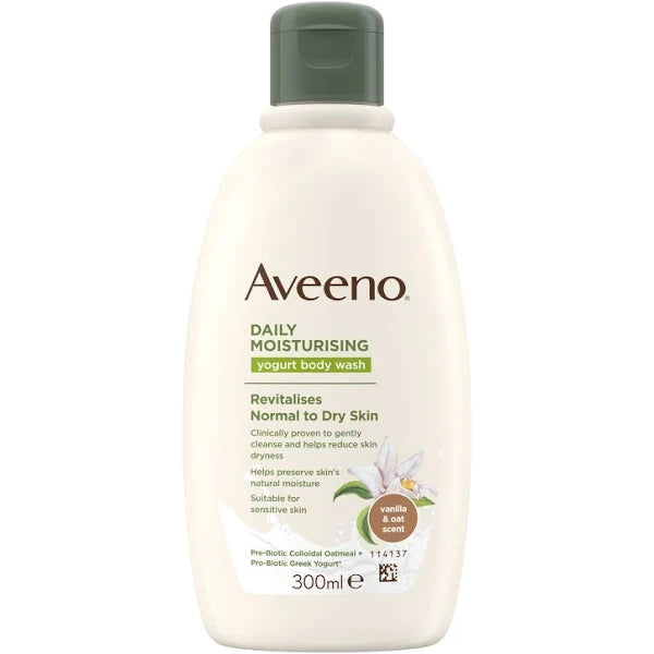 Aveeno Daily Moisturising Yogurt Body Wash Vanilla & Oat Scented 300ml