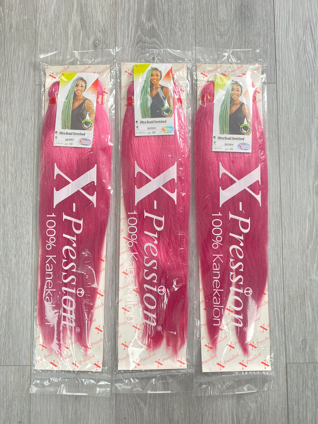 3 pack bundle - X-Pression hair -  100% Kanekalon - colour - Berry